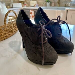 SOLD-FIONI Dark Grey Lace-Up Heels